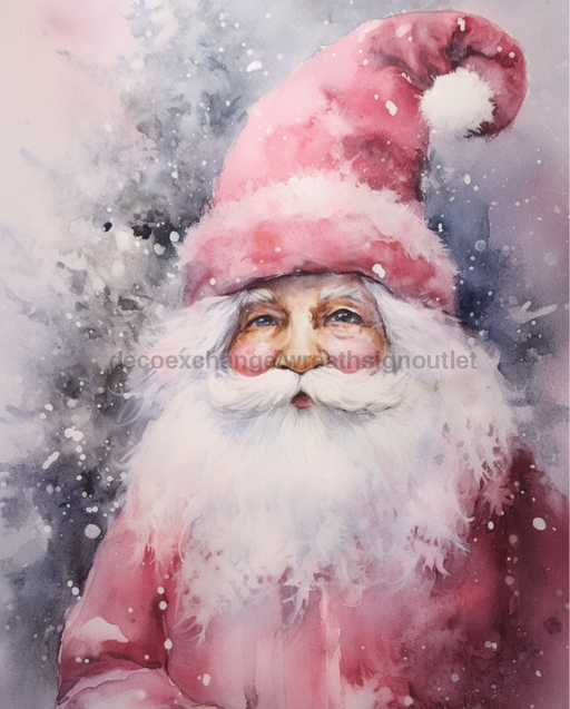 Pink Santa Sign Christmas Dco-00689 For Wreath 8X10 Metal