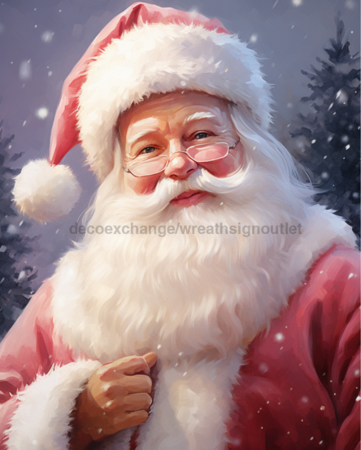 Pink Santa Sign Christmas Dco-00690 For Wreath 8X10 Metal