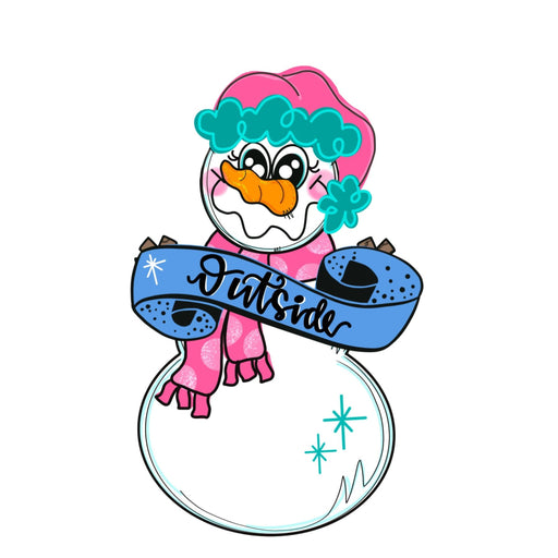 Pink Snowman Door Hanger, MJ-W-00114-DH, 22in Wood Door Hanger