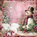 Pink Snowman Sign, DCO-102205, Sign For Wreath, 10x10in Metal Sign