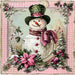Pink Snowman Sign, DCO-102209, Sign For Wreath, 10x10in Metal Sign