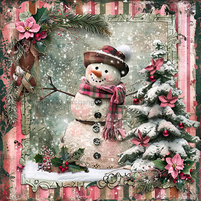 Pink Snowman Sign, DCO-102212, Sign For Wreath, 10x10in Metal Sign