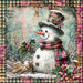 Pink Snowman Sign, DCO-102214, Sign For Wreath, 10x10in Metal Sign