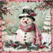 Pink Snowman Sign, DCO-102217, Sign For Wreath, 10x10in Metal Sign