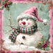 Pink Snowman Sign, DCO-102220, Sign For Wreath, 10x10in Metal Sign