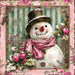 Pink Snowman Sign, DCO-102221, Sign For Wreath, 10x10in Metal Sign