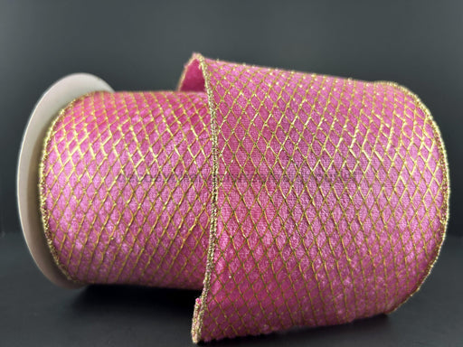 Pink Velvet/Gld Net Overlay 4’’X10Y 78489-04-28 Ribbon