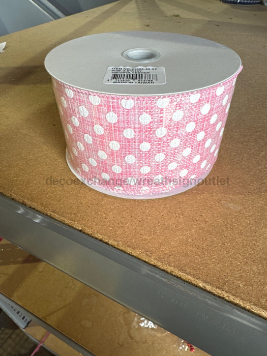 Pink-White Tweed/White Small Dots 2.5’’X10Y 41505-40-03 Ribbon