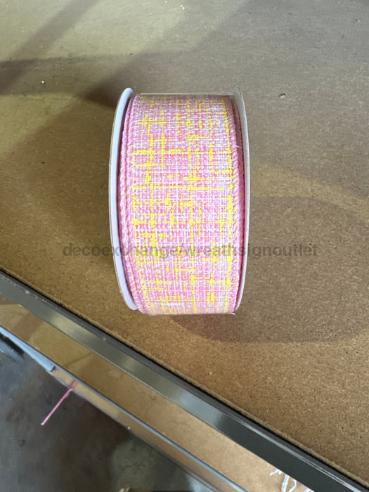 Pink-White-Yellow Embellished Tweed 1.5’’X10Y 41522-09-03 Ribbon