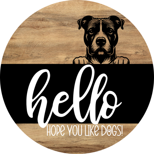 Dog Door Hanger, Hello Brought Treats Door Hanger, DCO-01975-DH, 18" Round Wood
