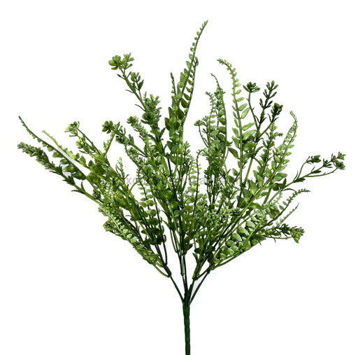 Plastic Button Lvs Mix Bush - 7 Stems 18’’ 13624Gn Greenery
