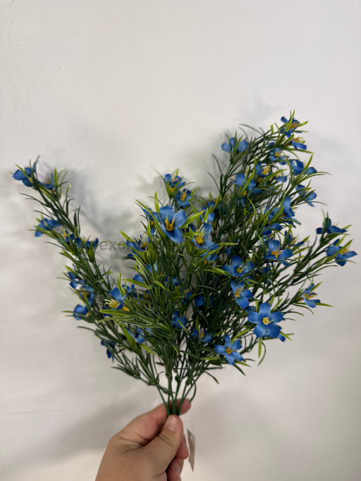 Plastic Grass With Cosmos - 7 Stems Blue 65316 Greenery
