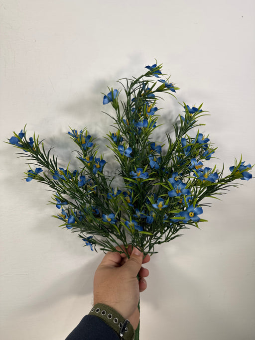 Plastic Grass With Cosmos - 7 Stems Blue 65316 Greenery