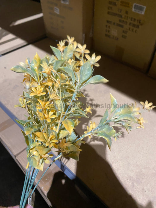 Plastic Mixed Grass W/ Flowers – 9 Stems Yellow 80173 Greenery