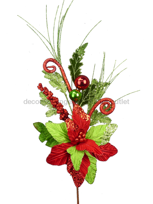 Poinsettia Orn Pine Spray 30" 84112RD - DecoExchange®