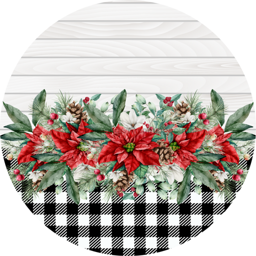 Poinsettia Sign Blank Dco-00775 For Wreath 10 Round Metal