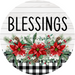 Poinsettia Sign Blessings Dco-00785 For Wreath 10 Round Metal