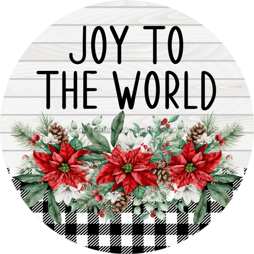 Poinsettia Sign Joy To The World Dco-00783 For Wreath 10 Round Metal