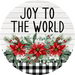 Poinsettia Sign Joy To The World Dco-00783 For Wreath 10 Round Metal