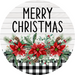 Poinsettia Sign Merry Christmas Dco-00782 For Wreath 10 Round Metal