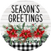 Poinsettia Sign Seasons Greetings Dco-00780 For Wreath 10 Round Metal