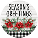 Poinsettia Sign Seasons Greetings Dco-00780 For Wreath 10 Round Metal