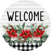 Poinsettia Sign Welcome Dco-00784 For Wreath 10 Round Metal