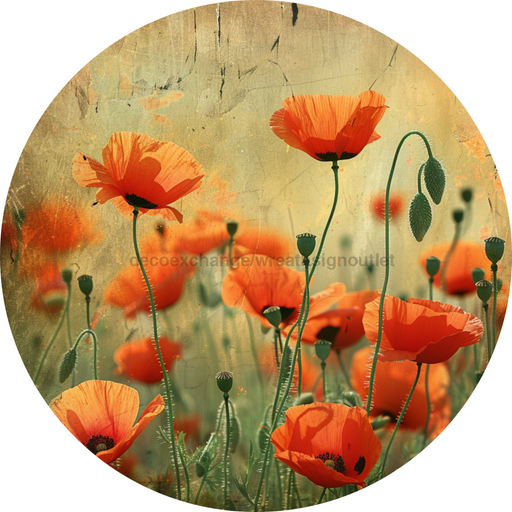 Poppy Wall Art, MB-00019, Sign For Wreath, 10" Metal Sign