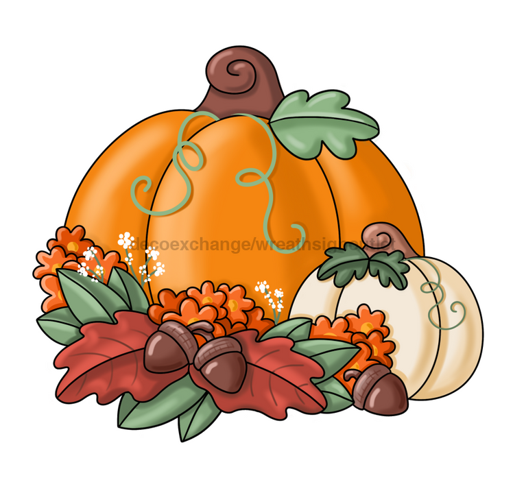 Pumpkin and Florals Fall Door Hanger PCD W 180 DH 22’’ Door Hanger 22’’ Door Hanger