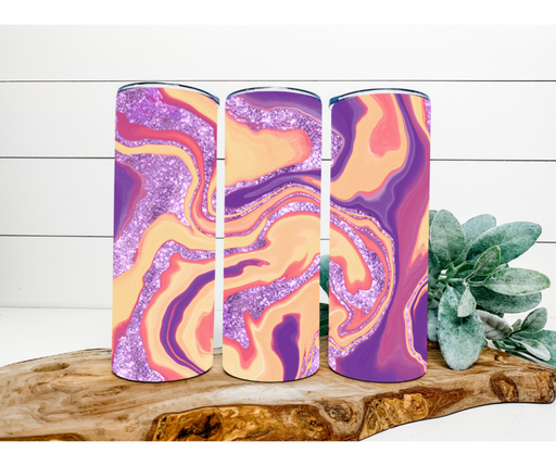 Purple Glitter Swirl Tumbler, 20 oz Skinny Tumbler DECOETUMBLER-200 - DecoExchange