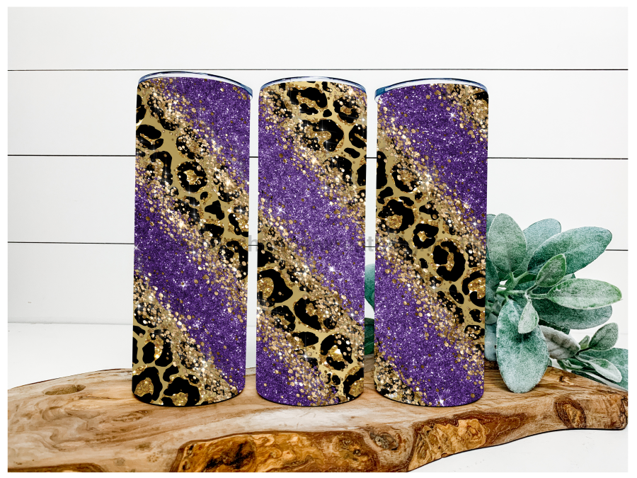 Purple Leopard Tumbler, 20 oz Skinny Tumbler DECOETUMBLER-108 - DecoExchange