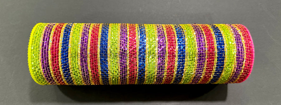 Prp-Rd-Ryl-Lm-Gld Mtlc Strp Mesh 10’’X10Y XB254310-11 Mesh