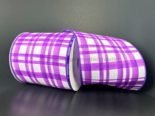 Purple Watercolor Tuttola Plaid 4’’X10Y 41546-04-11 Ribbon