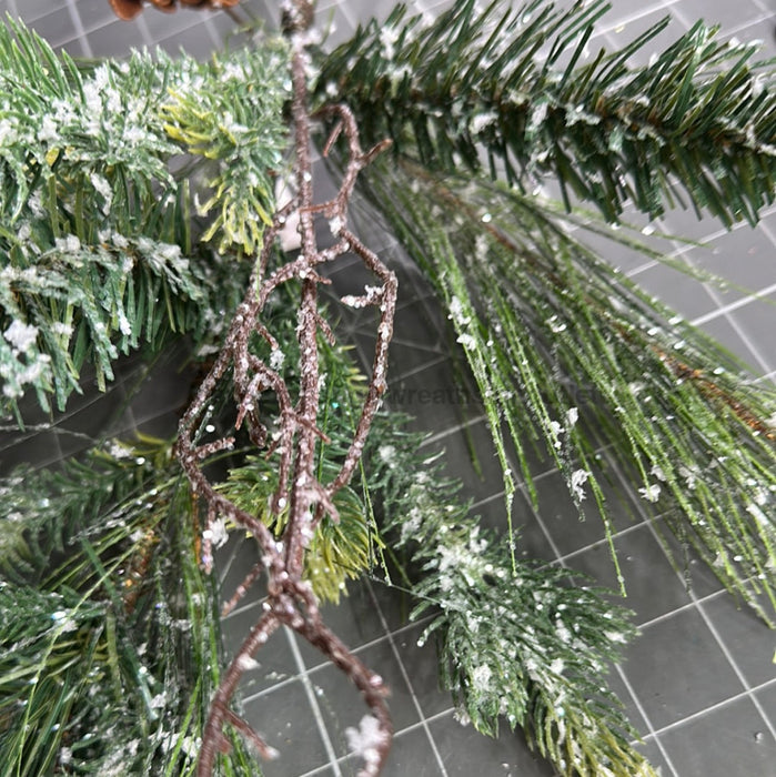 Pvc Pine W/Cone Frst Spray 38131 Greenery