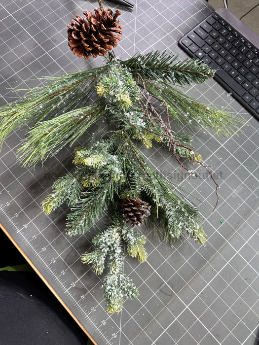 Pvc Pine W/Cone Frst Spray 38131 Greenery