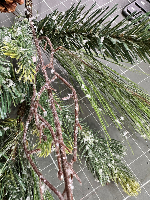 Pvc Pine W/Cone Frst Spray 38131 Greenery