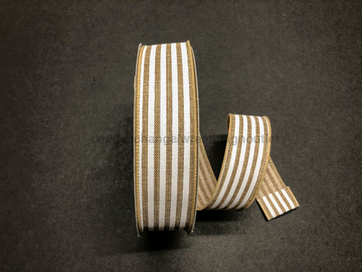 Q501809-517: Natrl Linen/Wht Cabana Stripes 1.5X50Y Ribbon