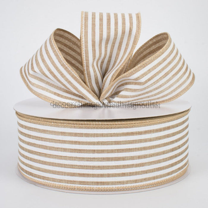 Q501840-517: Natrl Linen/Wht Cabana Stripes, 2.5"X50Y - DecoExchange®