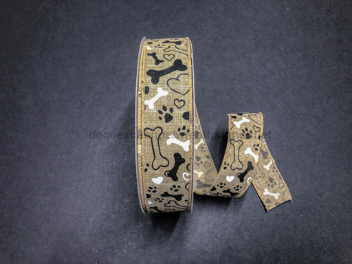 Q501909-616: Nat Linen/Doggie Love 1.5X50Y Ribbon