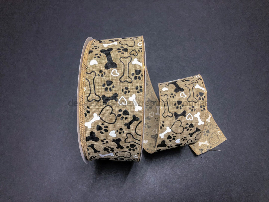 Q501940-616: Nat Linen/Doggie Love 2.5X50Y Ribbon