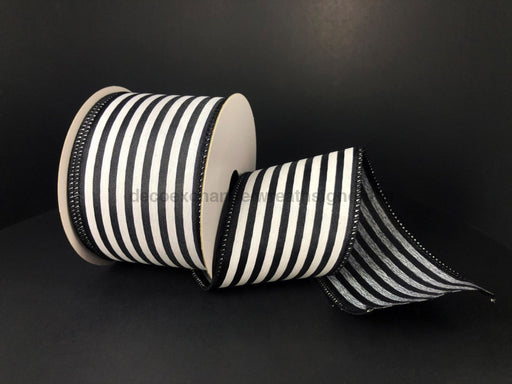 Q817240-21: Black Stn/Wht Cabana Stripes 2.5X10Y Ribbon