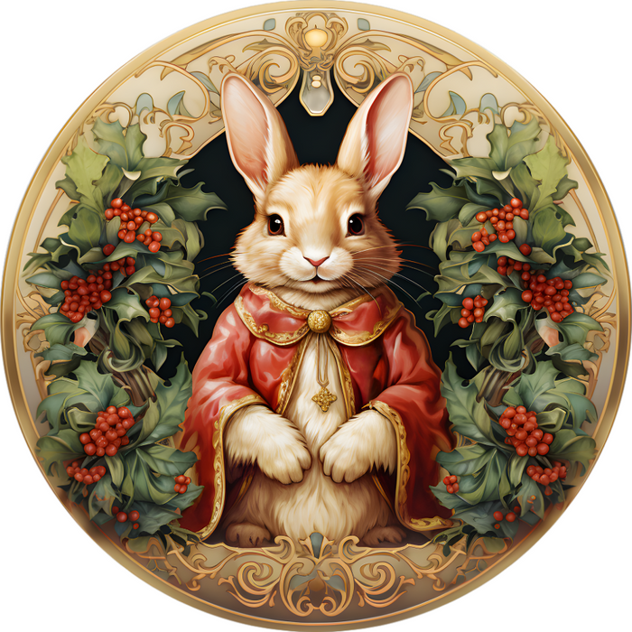 Rabbit Sign Elegant Decoe-4668 For Wreath 10 Round Metal