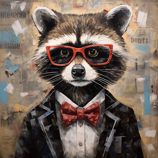 Raccoon With Glasses Sign Funny Animal Wall Art Dco-01147 For Wreath 10X10 Metal