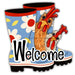 Rain Boots Door Hanger Welcome Chickens Wood Sign Decoe-W-903677 22