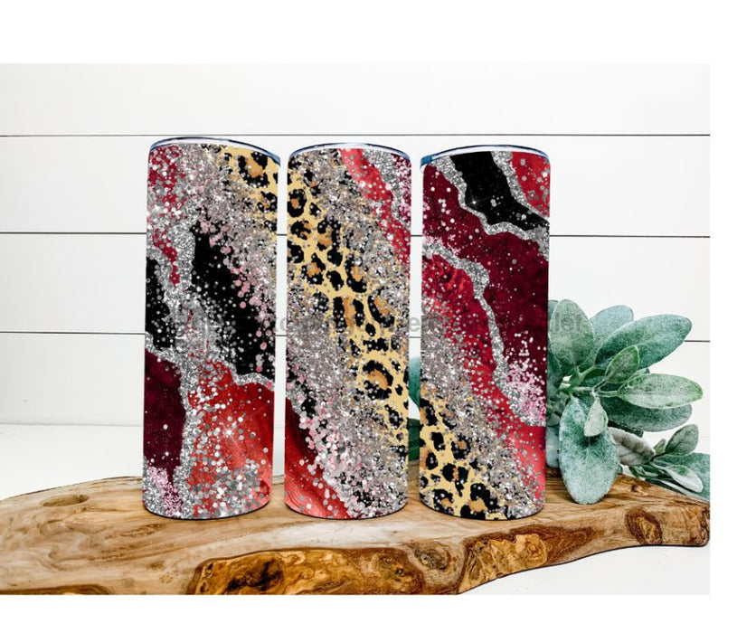 Red and Black Marble Tumbler, Leopard Tumbler 20 oz Skinny Tumbler DECOETUMBLER-265 - DecoExchange®