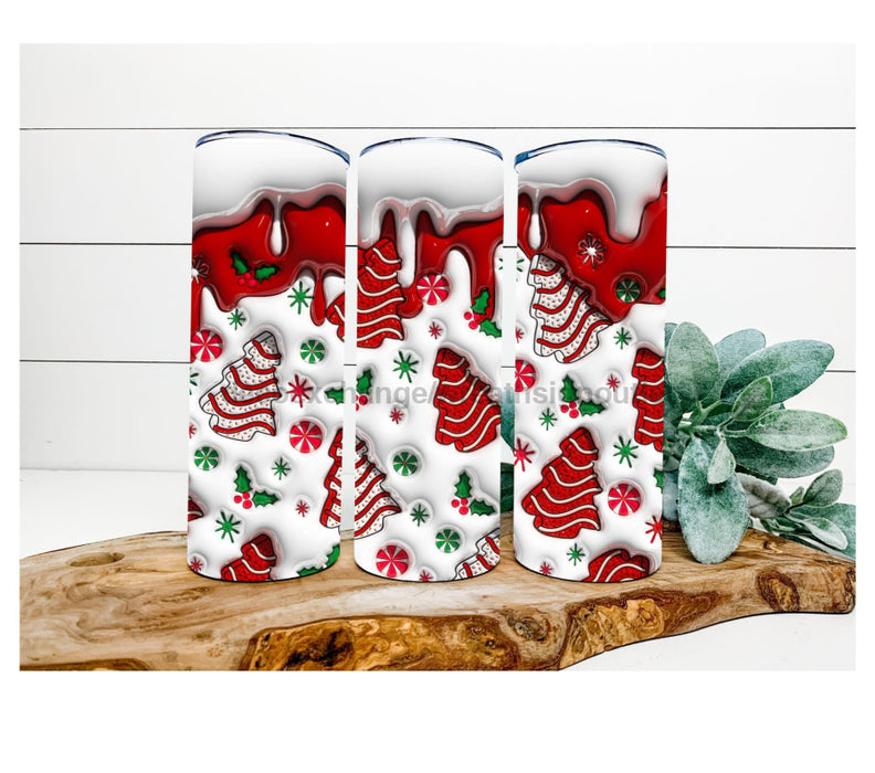 Red Christmas Trees Tumbler 20 Oz Skinny Decoetumbler-351
