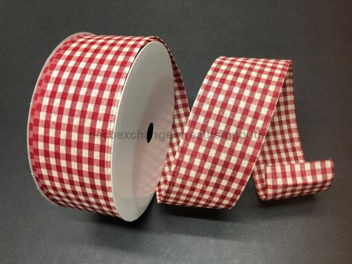 Red-Ivory Biggy Gingham 2.5’X50Y Ch0940-234 Ribbon