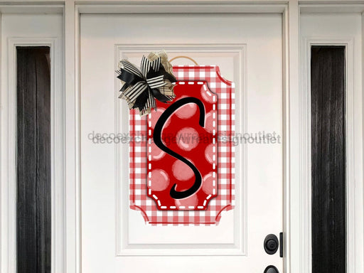 Red Last Name Initial Sign Welcome Custom Decoe-W-178-Dh For Wreath Round 22 Wood Cutout S 18