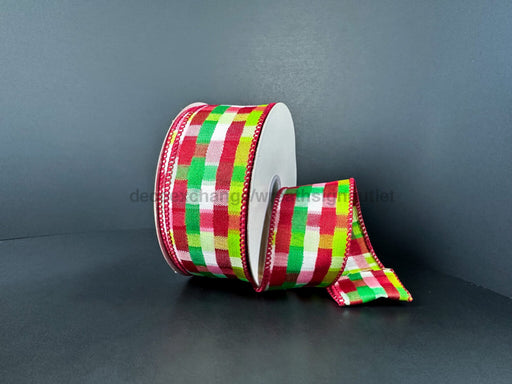 Rd-Lime-Emrld-Wht Mosaic Pld 1.5’’X10Y 72539-09-09 Ribbon