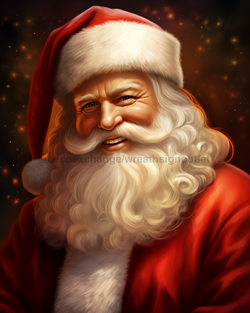 Red Santa Sign Christmas Dco-00707 For Wreath 8X10 Metal